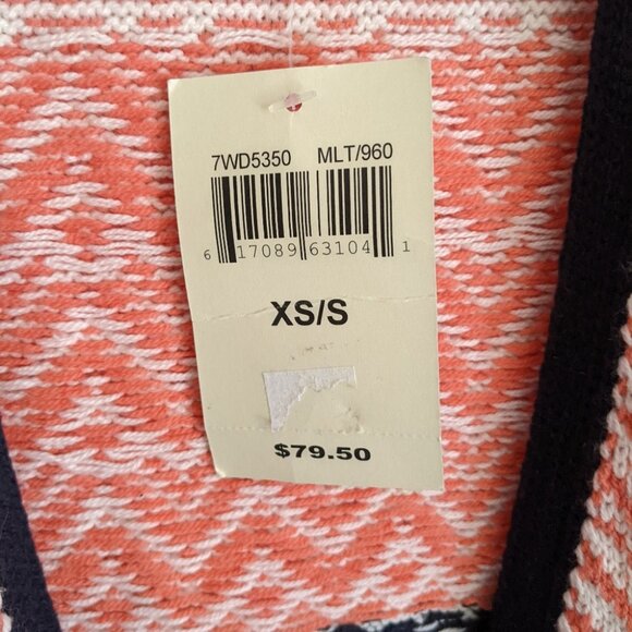 NWT Lucky Brand Fringe Jacquard Sweater Vest Open Front Sleeveless Cardigan XS/S - Picture 6 of 9